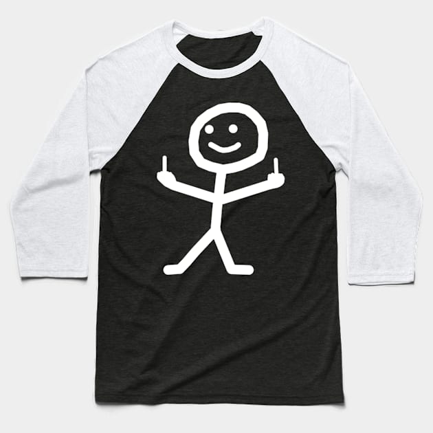 Stick Figure With Middle Finger Baseball T-Shirt by jasper-cambridge